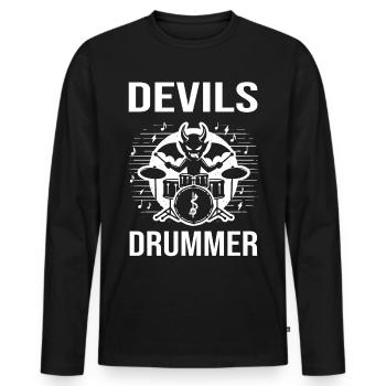 Devils Drummer. The devilish hellish drummer - Men's Premium Organic Long Sleeve Shirt - black - Front - Nico (187cm)