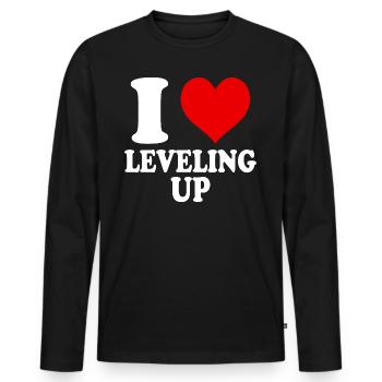 J’adore monter de niveau Quest MMORPG Heart - T-shirt manches longues Premium bio Homme - noir - Devant - Nico (187cm)