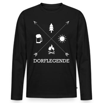 DORFLEGENDE Dorfkind Holz Natur Wald Legende Dorf - Männer Premium Bio Langarmshirt - Schwarz - Vorne - Nico (187cm)