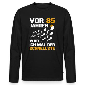 85. Geburtstag Mann Männer 85 Jahre Geschenk - Männer Premium Bio Langarmshirt - Schwarz - Vorne - Nico (187cm)