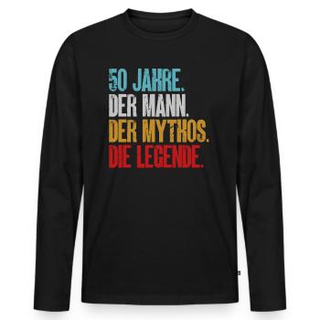 50. Geburtstag Mann Männer 50 Jahre Geschenk - Männer Premium Bio Langarmshirt - Schwarz - Vorne - Nico (187cm)
