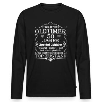 50. Geburtstag Mann Männer 50 Jahre Geschenk - Männer Premium Bio Langarmshirt - Schwarz - Vorne - Nico (187cm)