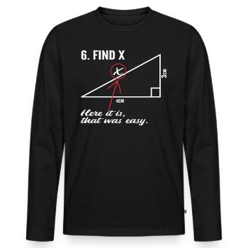 Suchen x - Männer Premium Bio Langarmshirt - Schwarz - Vorne - Nico (187cm)