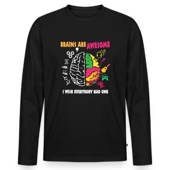 Brains are awesome - Men's Premium Organic Long Sleeve Shirt - black - Front - Nico (187cm)