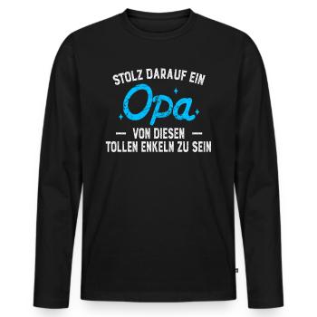 Stolz darauf ein Opa personalisiert - Männer Premium Bio Langarmshirt - Schwarz - Vorne - Nico (187cm)