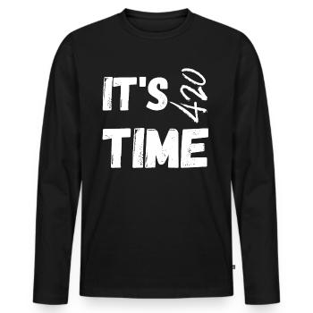 Zeit zum Rauchen - Männer Premium Bio Langarmshirt - Schwarz - Vorne - Nico (187cm)