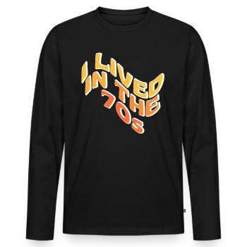 Ich lebte in den 70er Jahren - Männer Premium Bio Langarmshirt - Schwarz - Vorne - Nico (187cm)