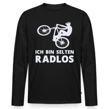 MTB Fahrer Mountainbike Ich Bin Selten Radlos - Männer Premium Bio Langarmshirt - Schwarz - Vorne - Nico (187cm)