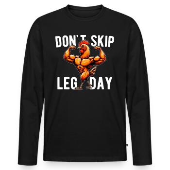 Ne Pas Skip Leg Day Palestra GYM Spiritosa Drôle - T-shirt manches longues Premium bio Homme - noir - Devant - Nico (187cm)