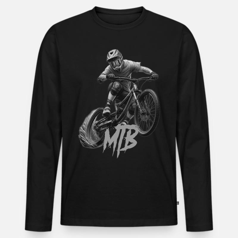 MTB Bike - Männer Premium Bio Langarmshirt - Schwarz