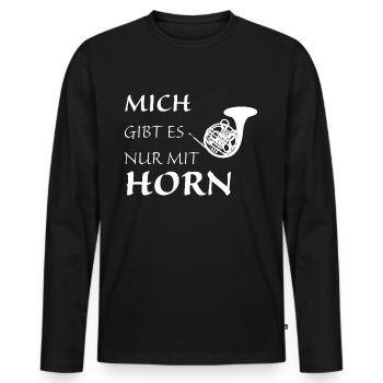 Nur mit Horn - Männer Premium Bio Langarmshirt - Schwarz - Vorne - Nico (187cm)