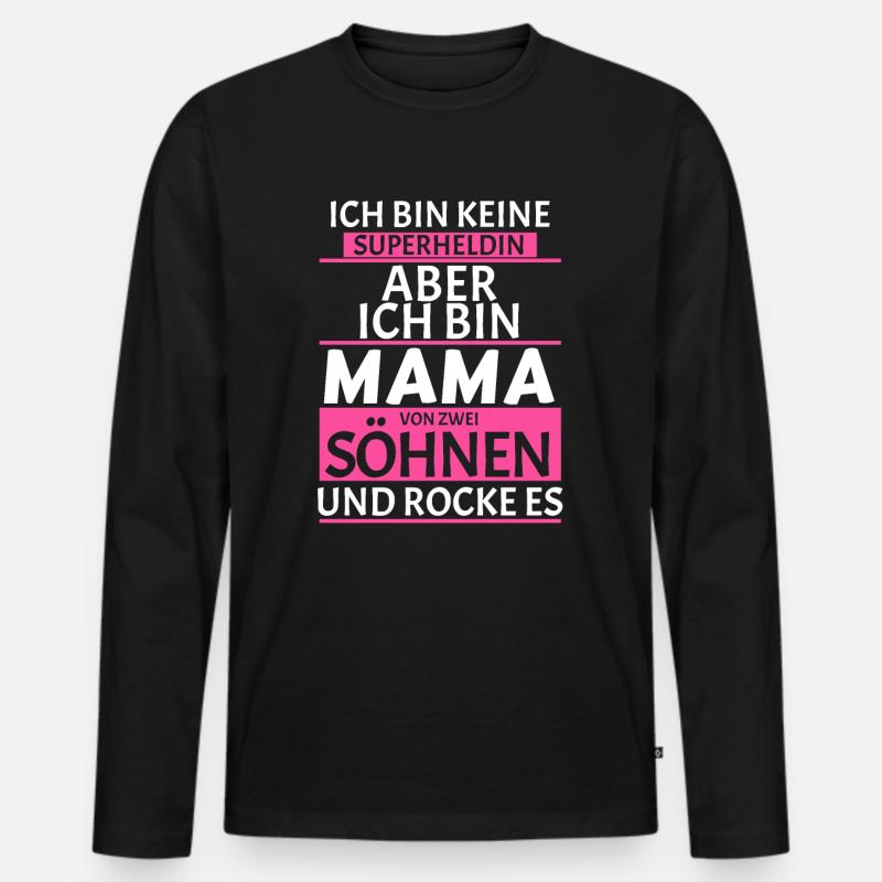 Mama von zwei Söhnen - Männer Premium Bio Langarmshirt - Schwarz
