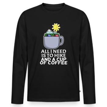 Kaffee Berg Berge Wandern - Männer Premium Bio Langarmshirt - Schwarz - Vorne - Nico (187cm)