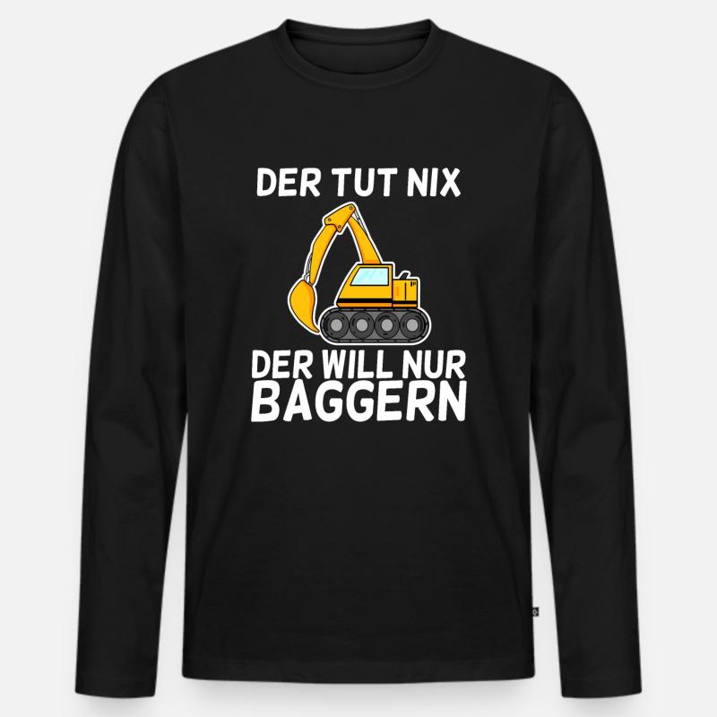 Bagger Baggerfahrer - Männer Premium Bio Langarmshirt - Schwarz