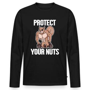 Lustiges Eichhörnchen Geschenk - Männer Premium Bio Langarmshirt - Schwarz - Vorne - Nico (187cm)