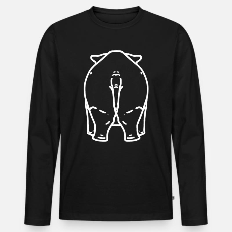 Nashorn Hintern - Männer Premium Bio Langarmshirt - Schwarz