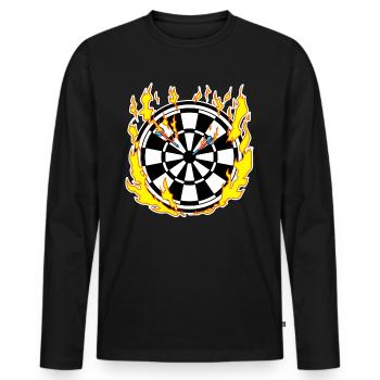 Dartboard in flames - Men's Premium Organic Long Sleeve Shirt - black - Front - Nico (187cm)