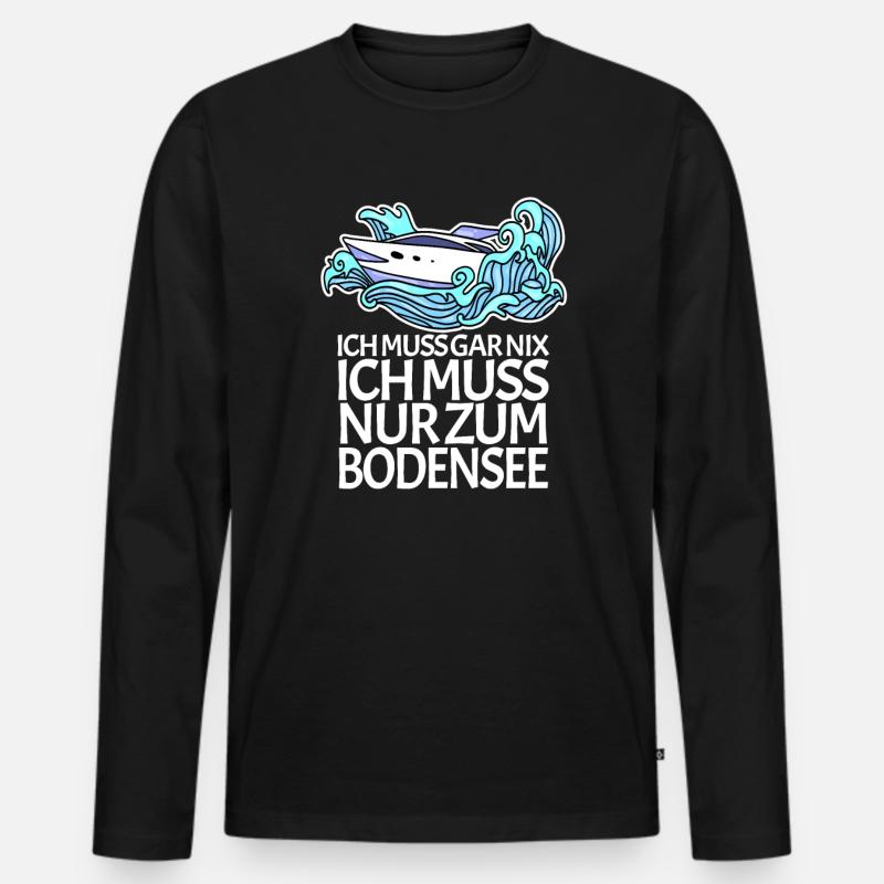 Bodensee - Männer Premium Bio Langarmshirt - Schwarz