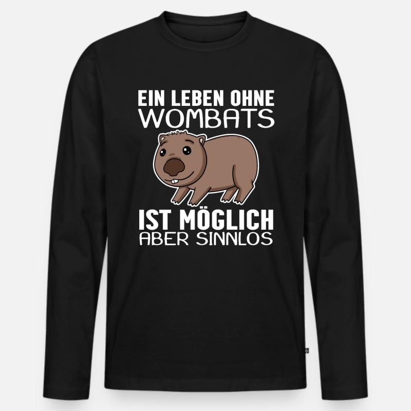 Wombat - Männer Premium Bio Langarmshirt - Schwarz