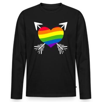 Arc-en-ciel - T-shirt manches longues Premium bio Homme - noir - Devant - Nico (187cm)