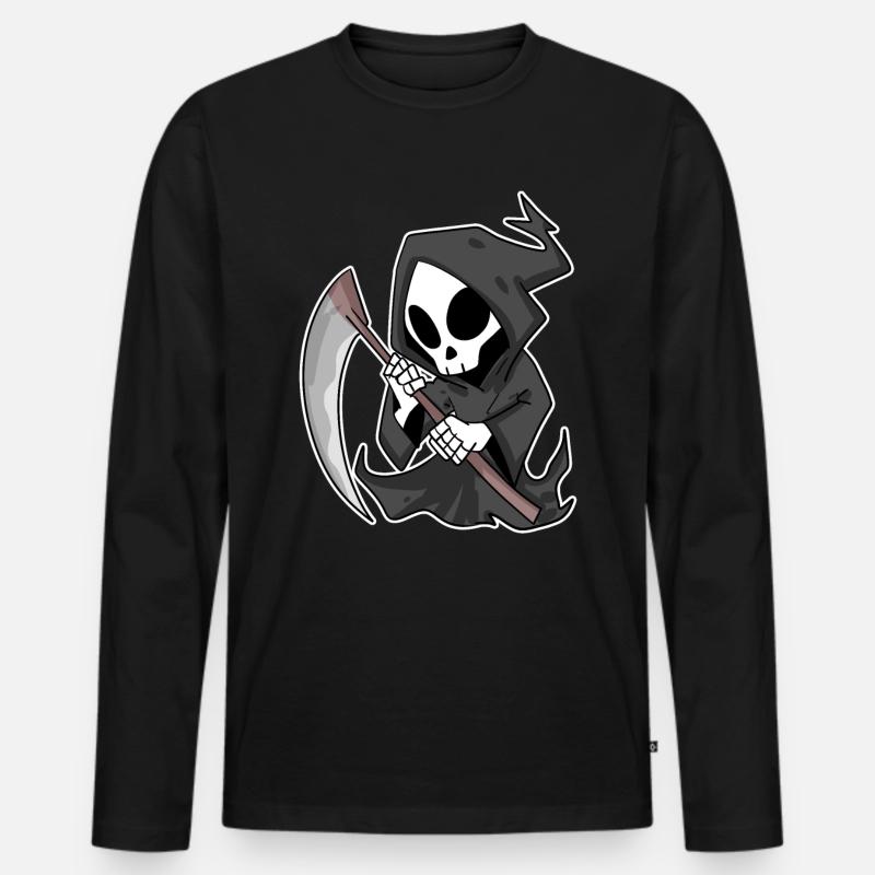 Sensenmann mit Sense - Männer Premium Bio Langarmshirt - Schwarz