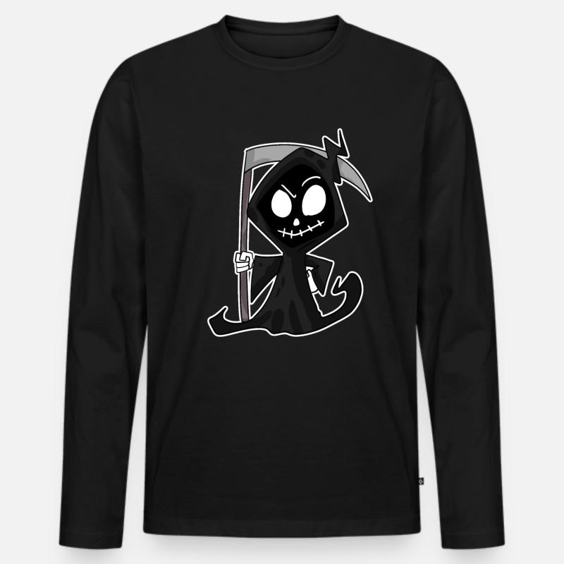 Sensenmann mit Sense - Männer Premium Bio Langarmshirt - Schwarz