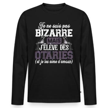 Otarie Phoque Animal Zoo Mammifère Cadeau Humour - T-shirt manches longues Premium bio Homme - noir - Devant - Nico (187cm)