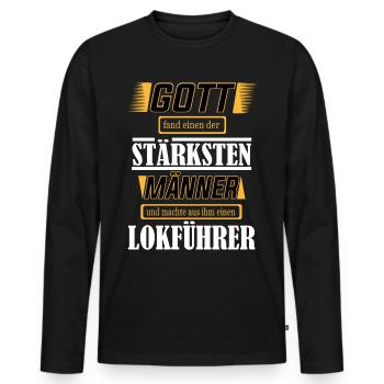 Lokführer, einer der stärksten Männer der Welt - Männer Premium Bio Langarmshirt - Schwarz - Vorne - Nico (187cm)