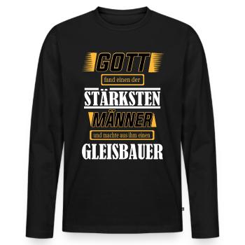 Gleisbauer, einer der stärksten Männer der Welt - Männer Premium Bio Langarmshirt - Schwarz - Vorne - Nico (187cm)