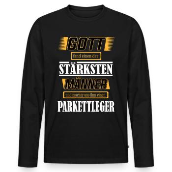Parkettleger, einer der stärksten Männer der Welt - Männer Premium Bio Langarmshirt - Schwarz - Vorne - Nico (187cm)