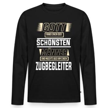 Zugbegleiter, einer der schönsten Männer der Welt - Männer Premium Bio Langarmshirt - Schwarz - Vorne - Nico (187cm)