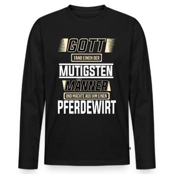 Pferdewirt, einer der mutigsten Männer der Welt - Männer Premium Bio Langarmshirt - Schwarz - Vorne - Nico (187cm)