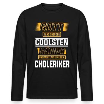Choleriker einer der coolsten Männer der Welt - Männer Premium Bio Langarmshirt - Schwarz - Vorne - Nico (187cm)