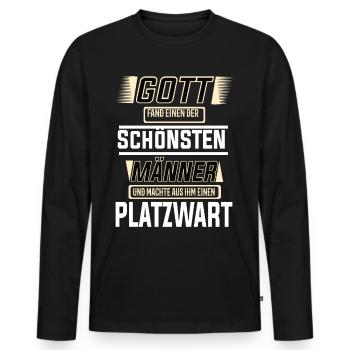 Platzwart einer der schönsten Männer der Welt - Männer Premium Bio Langarmshirt - Schwarz - Vorne - Nico (187cm)