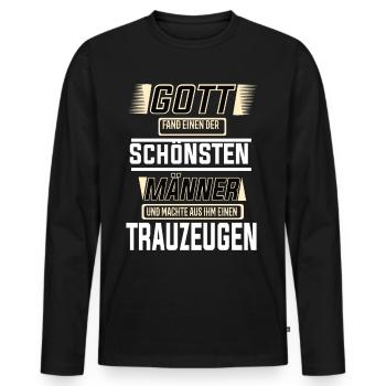 Trauzeugen einer der schönsten Männer der Welt - Männer Premium Bio Langarmshirt - Schwarz - Vorne - Nico (187cm)