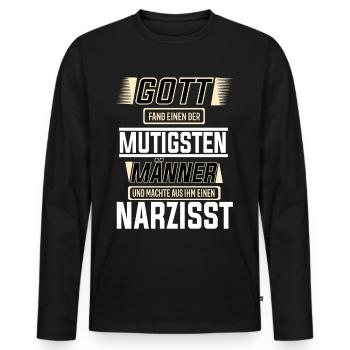 Narzisst einer der mutigsten Männer der Welt - Männer Premium Bio Langarmshirt - Schwarz - Vorne - Nico (187cm)