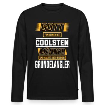 Grundelangler, einer der coolsten Männer der Welt - Männer Premium Bio Langarmshirt - Schwarz - Vorne - Nico (187cm)