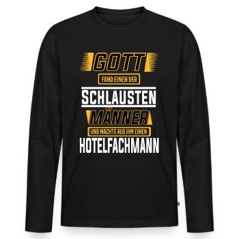 Hotelfachmann einer der schlausten Männer der Welt - Männer Premium Bio Langarmshirt - Schwarz - Vorne - Nico (187cm)