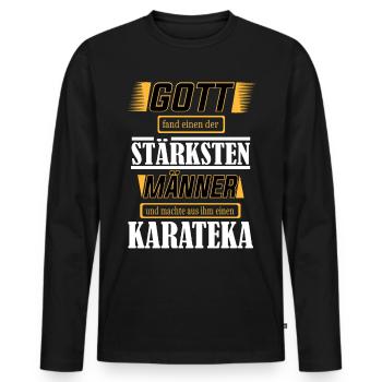Karateka, einer der stärksten Männer der Welt - Männer Premium Bio Langarmshirt - Schwarz - Vorne - Nico (187cm)