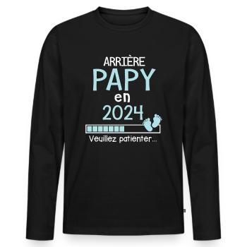 Arrière Papy en 2024 cadeau futur Grand-père - T-shirt manches longues Premium bio Homme - noir - Devant - Nico (187cm)