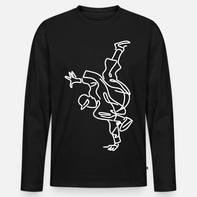 Breakdancing Skizze - Männer Premium Bio Langarmshirt - Schwarz