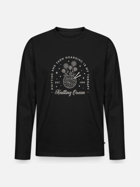 Knitting is my therapy - Men's Premium Organic Long Sleeve Shirt - black