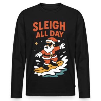 Profiter toute la journée du Père Noël en traîneau : Plaisir de vacances - T-shirt manches longues Premium bio Homme - noir - Devant - Nico (187cm)