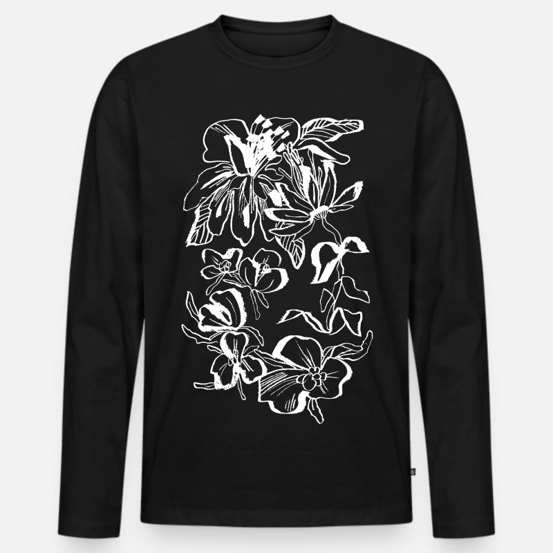 BLÜTE - Männer Premium Bio Langarmshirt - Schwarz