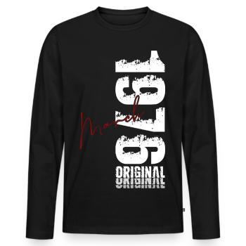Cadeau du 50e anniversaire Mari Femme Mars 1976 - T-shirt manches longues Premium bio Homme - noir - Devant - Nico (187cm)
