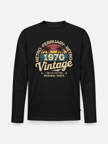 February 1970 | Awesome since February 1970 - Men's Premium Organic Long Sleeve Shirt - black