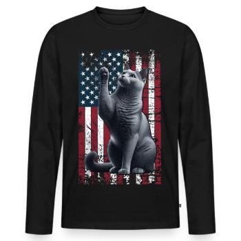 Chat Bleu Russe Américain Bleu Russe - T-shirt manches longues Premium bio Homme - noir - Devant - Nico (187cm)