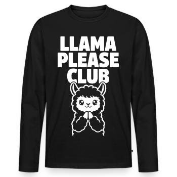 Llama Please Club – Niedliches Lama - Männer Premium Bio Langarmshirt - Schwarz - Vorne - Nico (187cm)