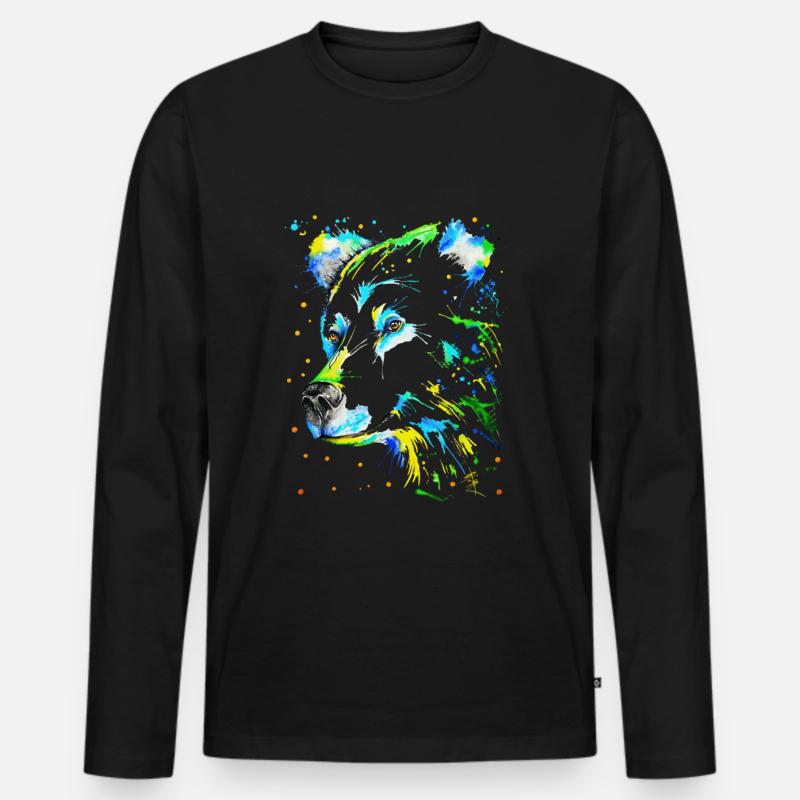 Bär - Männer Premium Bio Langarmshirt - Schwarz