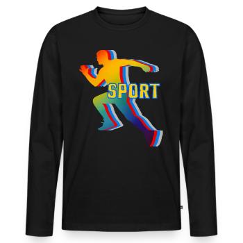 Running Rainbow Run Free Time Gift - Men's Premium Organic Long Sleeve Shirt - black - Front - Nico (187cm)